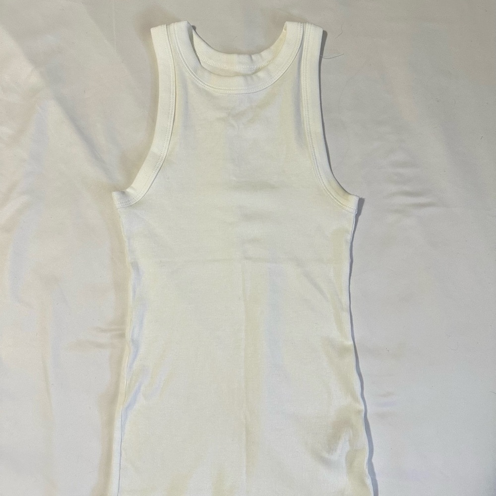 White Fitted Ribbed Tank Top